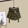 Traje de Trabajo para Niñas Verano Nuevo Tallas Mediana y Grande Estampado de Cómics Camisola Shorts de Mezclilla Conjunto de Dos Piezas para Niñas