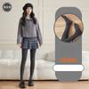Leggings Gruesos Forrados de Polar para Mujer para Otoño e Invierno 2025, Nuevas Medias Térmicas Grises Acanaladas de Cintura Alta con Pies