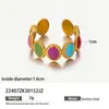 Anillo Taina Transfronterizo Vintage de Acero Inoxidable, No se Desvanece, Diseño de Goteo de Aceite, Estilo Ins de Alta Gama, Acero de Titanio Chapado en Oro de 18K para Mujer