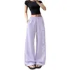 Pantalones deportivos casuales de pierna recta con estampado de letras estilo americano, nuevos pantalones para mujer con cordón, pantalones de pierna ancha, corte holgado, versátiles y que estilizan, pantalones largos