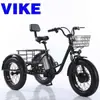 Triciclo Eléctrico Personalizado de Neumáticos Anchos para Comercio Exterior Transfronterizo Nieve Neumático Ancho Asistido por Batería de Litio Pedal Cesta para Verduras 20 pulgadas