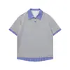 Camiseta Manga Curta com Gola Polo Masculina, Nova Tendência Verão 2026 Marca, Solta Casual Estilo Jovem Old Money Top Xadrez Ins