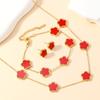 Collar, pulsera y pendientes de gran venta transfronteriza, ideal para mujer, con un collar de flor de trébol de cinco hojas, sencillo y combinable, joyería ligera de lujo para la mano.