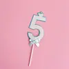Nueva tarjeta de pastel de cumpleaños digital con lazo de papel brillante del 0 al 9 estilo ins transfronterizo decoración de pastel de fiesta