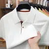 Camisa Polo de Algodão com Acabamento Brilhante para Homens, Novo Estilo Verão 2026, Casual Respirável Simples de Algodão de Fibra Longa Camiseta de Manga Curta para Homens