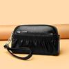 Nova Bolsa Shell Transversal de Ombro Único de Couro Genuíno de Camada Dupla, Bolsa Feminina de Couro de Vaca Nicho da Moda, Clutch Envelope Plissada Trendy