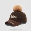 Gorra de Béisbol de Lana de Cordero para Niños Otoño Invierno Nuevo Estilo Cálida con Pompón Pico de Pato Sombrero para Exteriores Niños Tendencia Fresca Transfronterizo