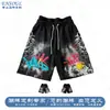 Ropa personalizada de moda para hombre, shorts con estampado de graffiti estilo callejero americano, shorts deportivos holgados hip-hop