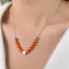 Collar de perlas estilo ins para mujer, diseño de nicho que combina con todo, cadena de clavícula con perlas de imitación de amor, colgante de amor, joyería al por mayor