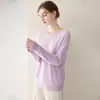 Suéter de cachemira 100% puro, de una sola pieza sin costuras, para mujer, cuello redondo, corte holgado, suéter de cachemira versátil como capa base de punto para otoño e invierno