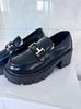 Plus size New Mary Jane Sapatos de couro britânicos de sola grossa Mocassins femininos casuais da moda All-match Sapatos femininos de sola macia