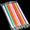 Envío gratis por 100 pajitas desechables, pajitas para té de leche, pajitas gruesas, empaquetadas individualmente, pajitas flexibles para jugo y leche de soja