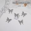 Joyería de aleación de plata para decoración de uñas, lazo tridimensional ligero de lujo, alas de mariposa de metal, accesorios para taladro de uñas al por mayor