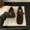 Estilo Coreano Suela Suave Cómodos Zapatos Mary Jane de Lana Individuales Zapatos de Mujer Zapatos Birkenstock 2026 Otoño/Invierno Nuevos Zapatos Peludos Zapatos de Algodón