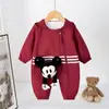 Mameluco con Capucha 3D de Muñeca para Bebé Niña de Primavera y Otoño, Atuendo Elegante para Salir y Gatear, Mameluco de una Pieza Mickey Color Vino Tinto para Bebé