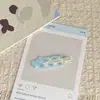Grampo de cabelo sem costura para menina com laço estampado azul claro, grampo de cabelo fofo de desenho animado feminino para franja lateral, grampo de cabelo, acessórios de cabelo