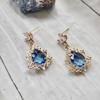 Brincos Femininos Mingcheng Estilo Palácio Vintage com Pingente de Pedra Azul Elegante Exquisito Joia de Festa Presente