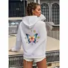 Sudadera con Capucha y Estampado de Mariposas Transfronteriza para Mujer, Estilo Caliente Exportación Amazon Wish, Una Pieza Holgada y Casual