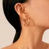 Brincos de Argola Grandes Estilo Hong Kong Retrô, Banhados a Cobre com Ouro 16K, Design de Círculo Minimalista, Brincos Estilosos e Únicos