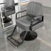 Silla de salón de peluquería para cortar, rizar y peinar, diseño popular, estilo guerrero negro, altura ajustable, giratoria y reclinable, adecuada para barberías