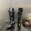 Novedad Otoño e Invierno 2025 Hebilla de Cinturón Tacón Fino Tacón Medio Tacón Alto Botas Largas para Mujer Botas Arrugadas Botas Martin Botas Vaqueras
