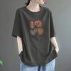 Camiseta Feminina Plus Size Verão Novo Design Algodão Puro Gola Redonda Slim Manga Curta Top Estilo Solto Cobrindo a Barriga Verão