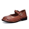 [Precio del Evento 168] Zapatos Mary Jane Versátiles de Punta Cuadrada Estrecha Planos de Cuero Genuino con Hebilla de Una Sola Tira para Mujer