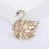 Broche de Cisne de Cristal Estilo Coreano Personalidad de Moda Animal con Incrustaciones de Diamante Solapa de Abrigo Abrigo Corsage Hebilla Antiluz