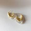 Pendientes de metal de resina irregulares, simples, retro, de aguja plateada de Corea del Sur, para mujer, elegantes, combinables con todo, estilo frío