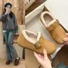 Zapatos tipo Birkenstock con forro de felpa para mujer, nueva colección otoño/invierno 2026, mocasines cálidos, botines sin cordones para la nieve y zapatos de algodón