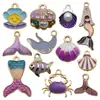Serie Verde Kit de Materiales para Colgantes de Aleación Esmaltada de Conchas Marinas, Caracolas y Estrellas de Mar DIY Accesorios para Pendientes
