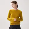 Nuevo suéter de punto de cuello redondo de cachemira pura para otoño e invierno para mujer, camiseta básica versátil de corte ajustado