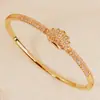 Pulsera de Zirconia de Moda Estilo Océano, Chapada en Cobre con Oro de 18 Quilates, Pulsera Abierta de Lujo Ligero, Joyería Versátil y de Alta Gama para Vacaciones