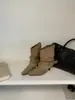 Primer Encuentro Ji Ou Mei Botines de Media Caña Punta Fina Hebilla de Cuero Botas Arrugadas para Mujer Gamuza Tacón de Aguja Alto 2026 Otoño Invierno Botines