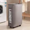 Cesta de Almacenamiento con Polea para el Hogar Cesta para Clasificar Ropa Cesta para Ropa Sucia Gran Capacidad Caja de Almacenamiento Portátil Cesta de Almacenamiento Plegable a Prueba de Polvo