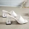 Nuevas Pantuflas de Verano 2026 de Punta Cuadrada, Tacón Alto Estilo Europeo y Americano, Talla Grande, Diseño de Tacón Único, Sandalias de Deslizamiento para Mujer de Comercio Exterior Transfronterizo