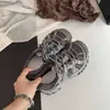 Zapatos Versátiles para Deportes de Montañismo al Aire Libre en Primavera y Otoño Estilo Forrest Gump Piel Suave Suela Gruesa Zapatos de Mujer Estilo Infantil Bloque de Color Malla Doble Zapatos de Papá