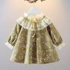 Vestido de Primavera y Otoño para Mujer y Niña Ropa de Bebé Elegante Infantil Personalizado de Marca Moderna Estilo Coreano Cuello de Encaje de Malla Floral Vestido de Princesa