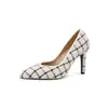 Sapatos de Linho Pontudos de Salto Alto Boca Rasa Estilo Fada Chanel Primavera e Outono Tamanhos Grandes 40-43 Sapatos de Comércio Exterior Desejo