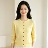 Cardigan de Cashmere Puro Outono/Inverno Novo Gola Redonda Tricô Trançado de Cashmere Roupa Externa Feminina Suéter Top Branco Tamanho Único