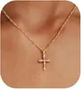 Collar Cruz de Diamante Más Vendido Transfronterizo, Cadena para Clavícula de Primera Comunión Bautizo, Colgante de Oro de 18K, Collar Versátil al por Mayor