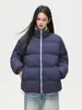 Chaqueta de Algodón con Bloques de Color Americano Jack Chuan Yang Cuello Alto Ropa de Algodón Unisex Invierno Holgada Casual Abrigada Acolchada