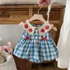 Mameluco de Bebé Verano Delgado Cuadros Mono Romper Triangular para Bebé con Lazo Body de Bebé