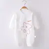 Ropa de algodón para bebé con diseño de mariposa, mameluco de bebé de una pieza, protección para la barriga del recién nacido, cárdigan, mameluco de manga larga para recién nacido en stock