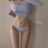 Braguitas Sexy Simples de Seda de Hielo Estilo Japonés para Mujer Triángulo de Cintura Baja Sin Costuras con Abertura Alta Ropa Interior para Estudiante para Mujer