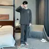 Pijama de invierno para hombre en stock, estilo nuevo, pijama acolchado de algodón al aire, casual, alta calidad, manga larga, adecuado para usar afuera como ropa de estar.