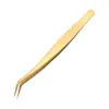 Pinzas para Pestañas Postizas Pre-hechas de Fábrica, Rizador de Pestañas para Injerto de Artista de Pestañas, Pinza de Pluma Dorada Delfín, Herramienta de Pinza para Florecimiento de Alta Precisión