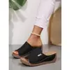 Sandálias Anabela com Velcro Novas 2026, Sapatos Casuais Femininos de Solado Grosso com Tira Única, Fornecimento Exclusivo para E-commerce Transfronteiriço