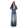 Colección nueva otoño/invierno 2026 transfronteriza: conjunto de mezclilla retro lavado, pantalones de mezclilla de tiro bajo para mujer