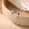 Pendientes de Plata S925 con Turquesa Azul y Trébol de Cuatro Hojas de la Suerte, Aguja de Plata, Modernos y Elegantes, Lujo Ligero, Pendientes Simples y de Gama Alta al por Mayor